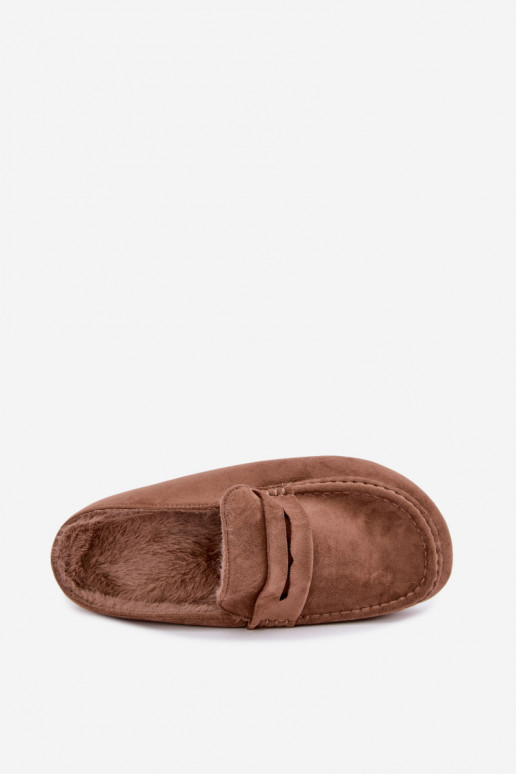 Dames mocassins met open hak, gevoerd van binnen, in de kleur bruin Sabrielle