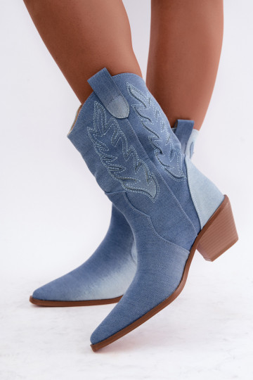 instap cowboy-stijl enkellaarsjes met hakken van denim Ferelle
