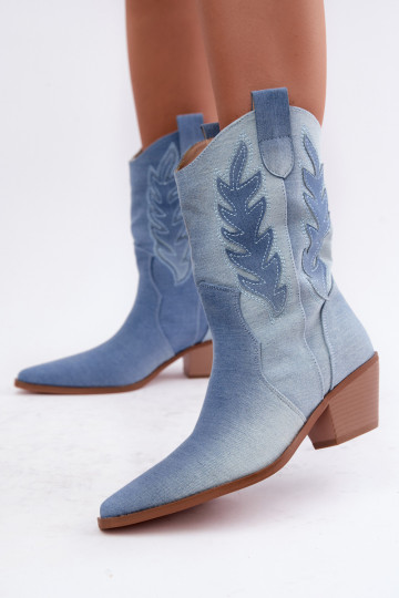 instap cowboy-stijl enkellaarsjes met hakken van denim Ferelle 2