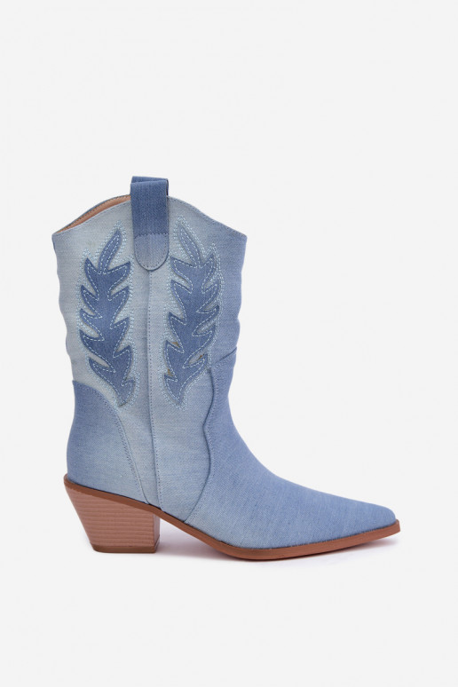 instap cowboy-stijl enkellaarsjes met hakken van denim Ferelle