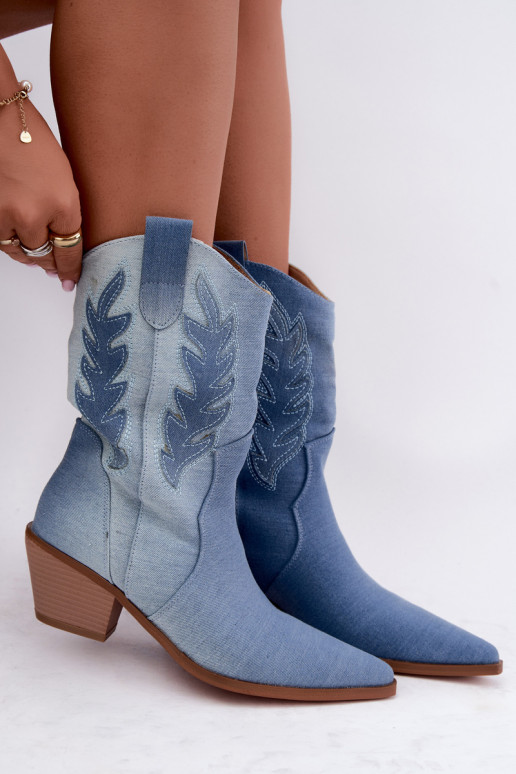 instap cowboy-stijl enkellaarsjes met hakken van denim Ferelle