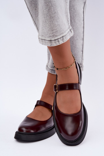 Bordeaux schoenen met brede hakken Lareine