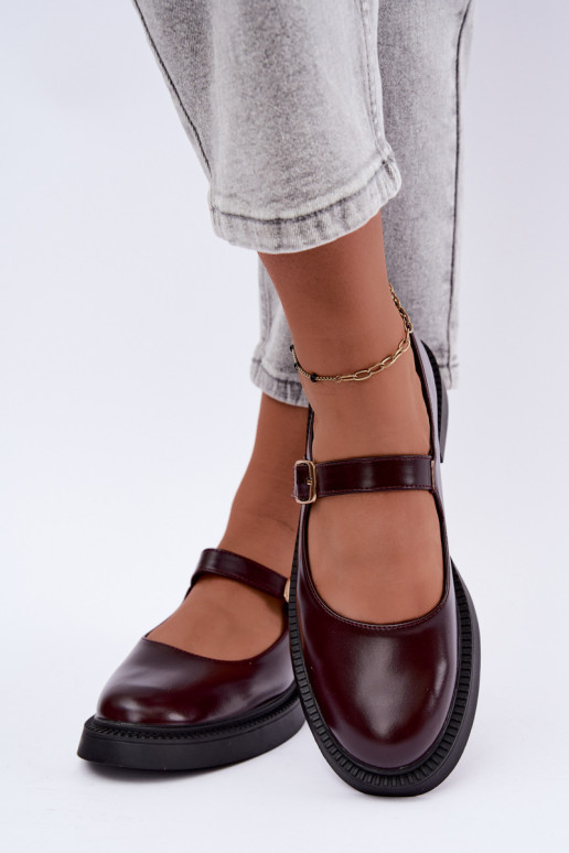 Bordeaux schoenen met brede hakken Lareine