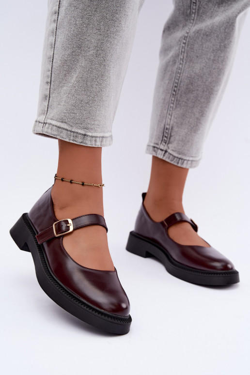 Bordeaux schoenen met brede hakken Lareine