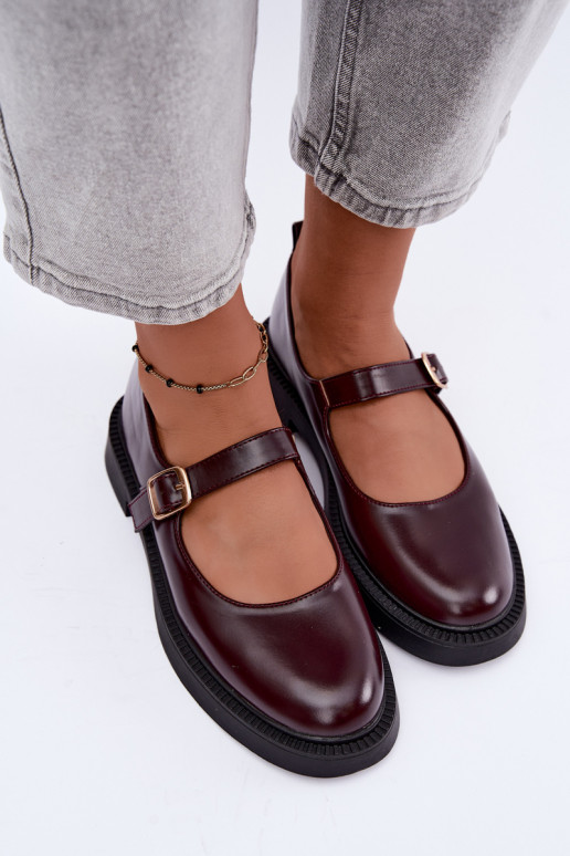 Bordeaux schoenen met brede hakken Lareine