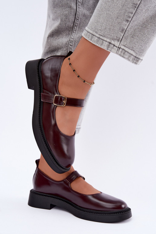 Bordeaux schoenen met brede hakken Lareine