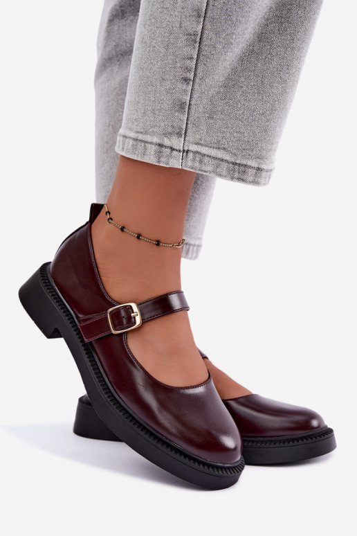 Bordeaux schoenen met brede hakken Lareine