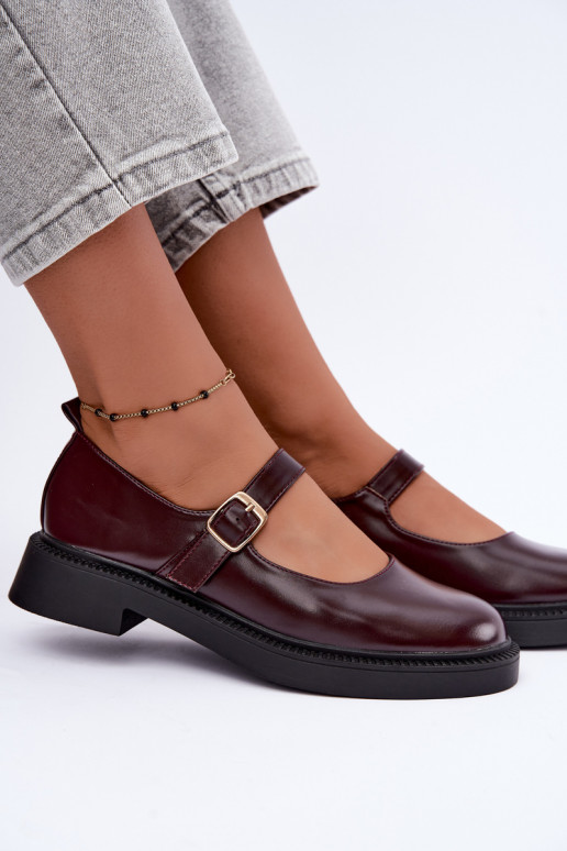 Bordeaux schoenen met brede hakken Lareine