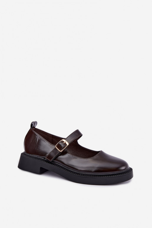 Chocolade schoenen met brede hakken Lareine