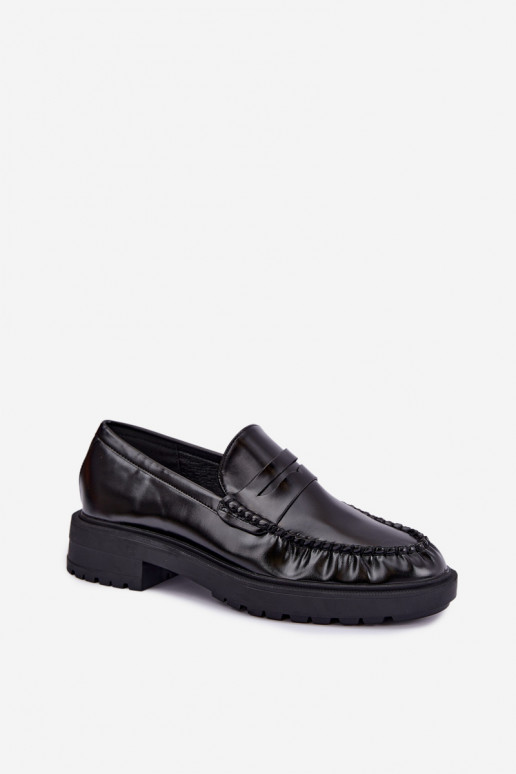 Zwarte mocassins met rimpels Rhosyn