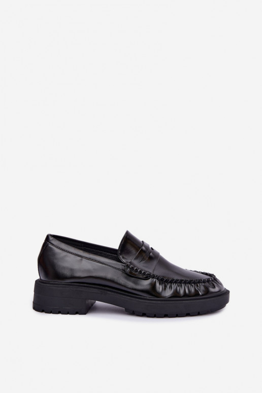 Zwarte mocassins met rimpels Rhosyn