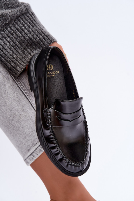 Zwarte mocassins met rimpels Rhosyn