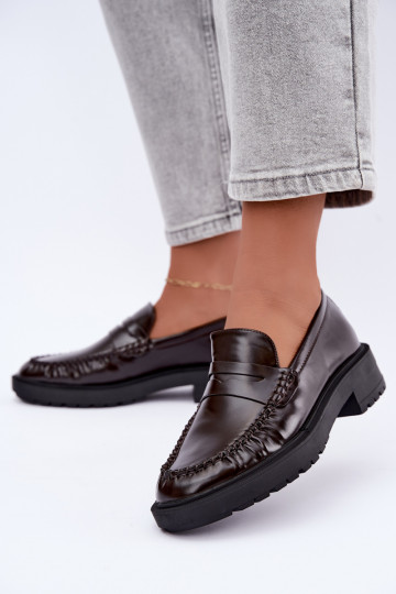 Chocolade mocassins met rimpels Rhosyn