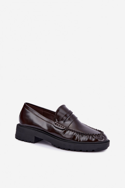 Chocolade mocassins met rimpels Rhosyn