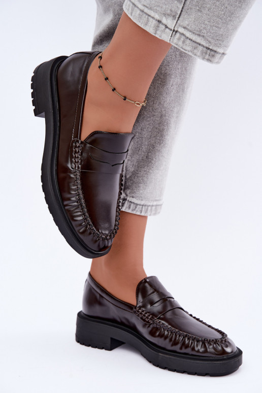 Chocolade mocassins met rimpels Rhosyn