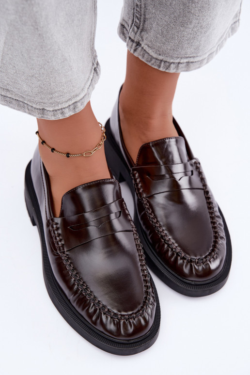 Chocolade mocassins met rimpels Rhosyn