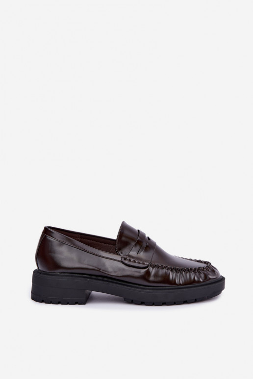 Chocolade mocassins met rimpels Rhosyn