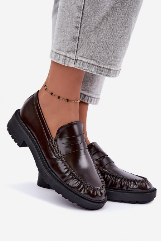 Chocolade mocassins met rimpels Rhosyn