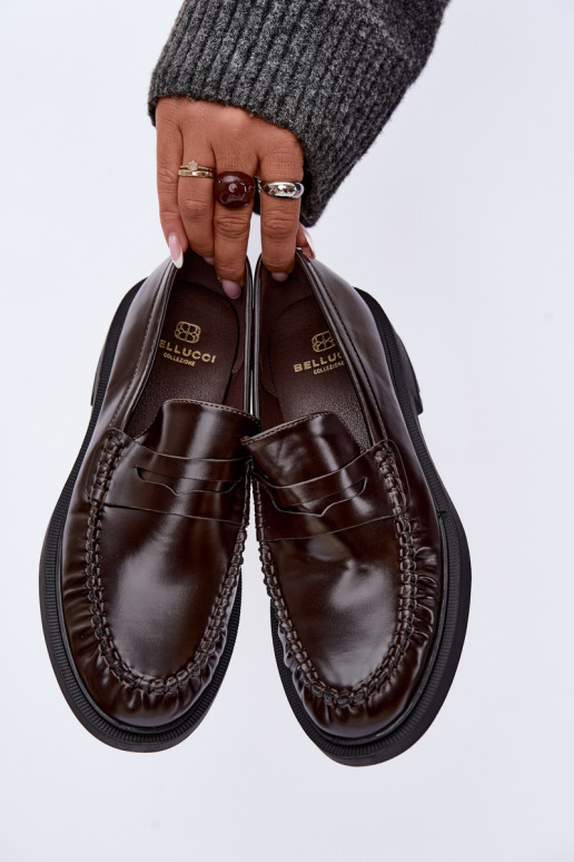 Chocolade mocassins met rimpels Rhosyn