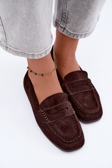 Sylvana platte dames mocassins in chocoladekleur
