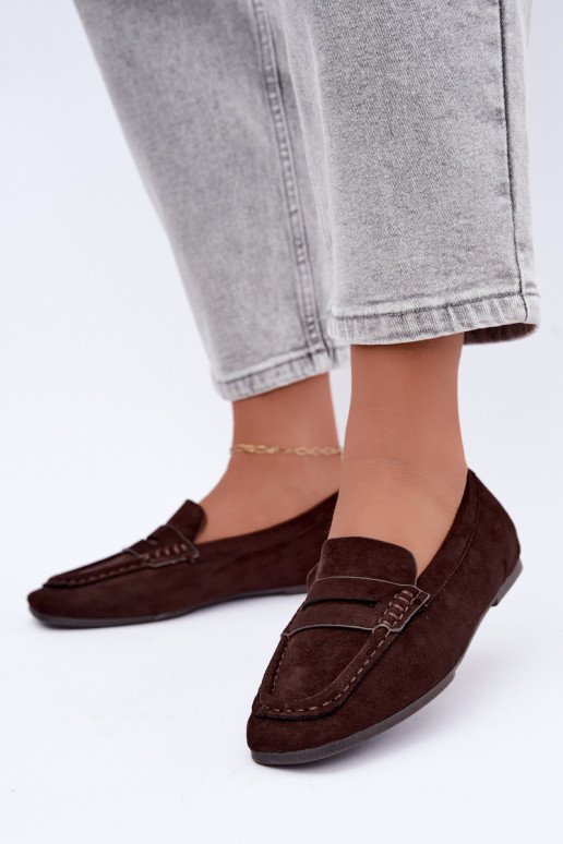 Sylvana platte dames mocassins in chocoladekleur