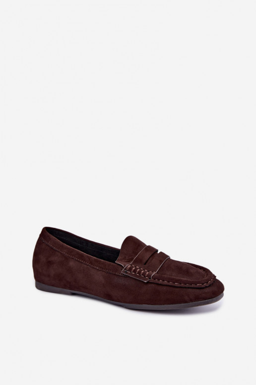 Sylvana platte dames mocassins in chocoladekleur