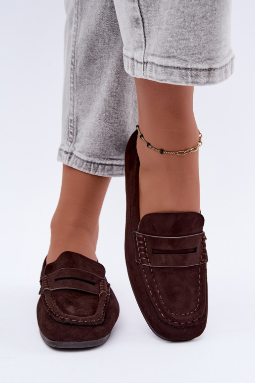 Sylvana platte dames mocassins in chocoladekleur