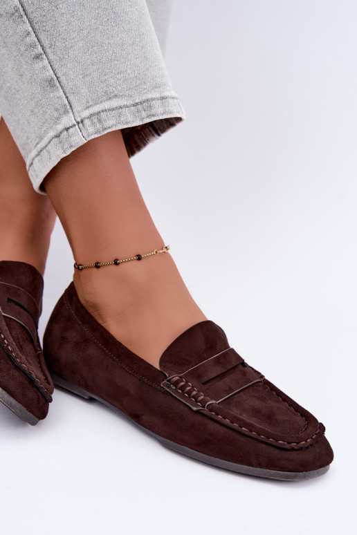 Sylvana platte dames mocassins in chocoladekleur