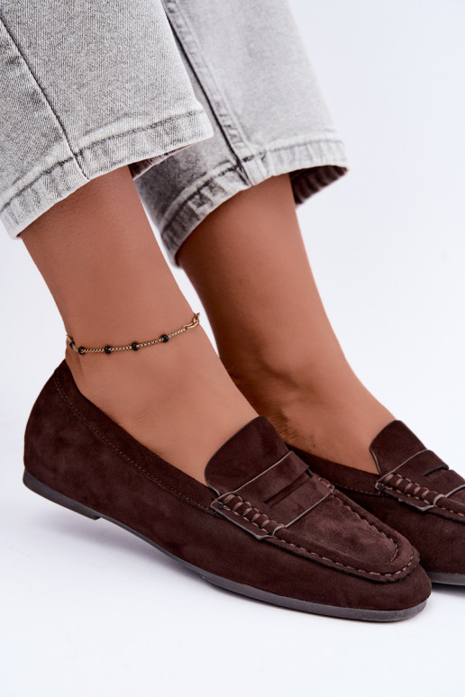 Sylvana platte dames mocassins in chocoladekleur