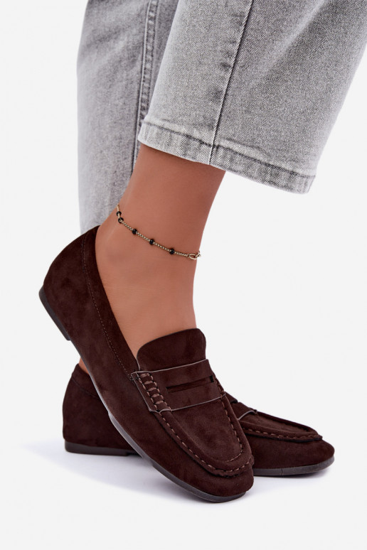Sylvana platte dames mocassins in chocoladekleur
