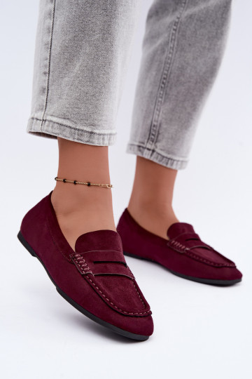 Sylvana platte dames mocassins in bordeauxkleur