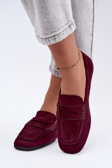 Sylvana platte dames mocassins in bordeauxkleur 2