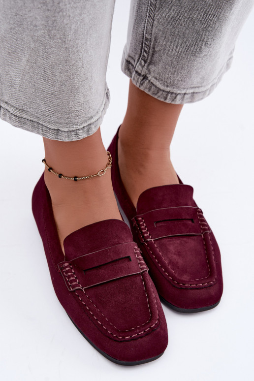 Sylvana platte dames mocassins in bordeauxkleur