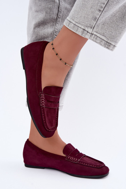 Sylvana platte dames mocassins in bordeauxkleur