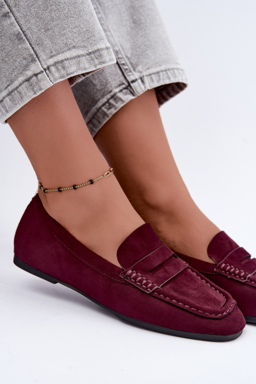 Sylvana platte dames mocassins in bordeauxkleur