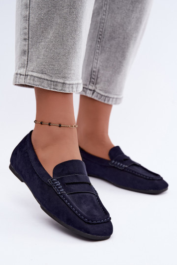 Sylvana platte dames mocassins in donkerblauwe kleur 2