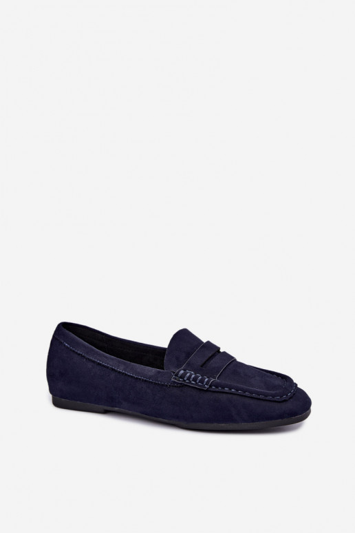Sylvana platte dames mocassins in donkerblauwe kleur