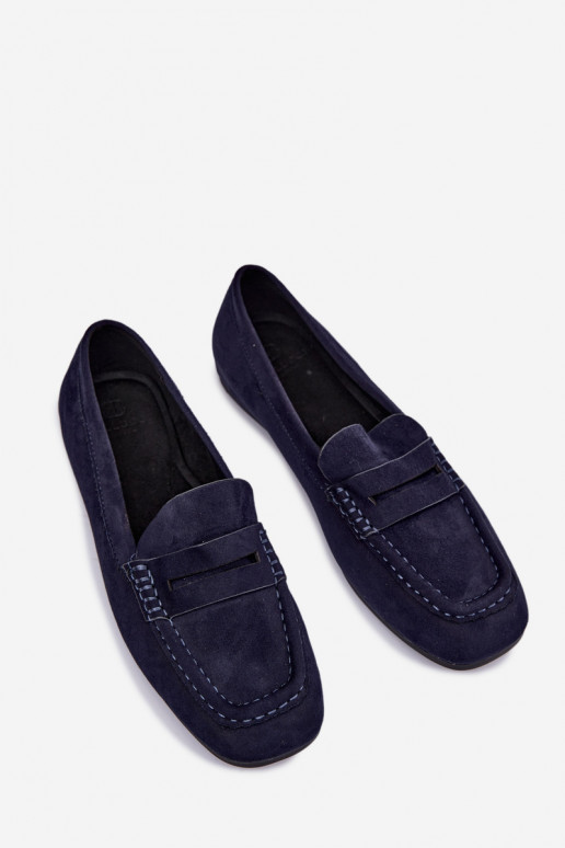 Sylvana platte dames mocassins in donkerblauwe kleur