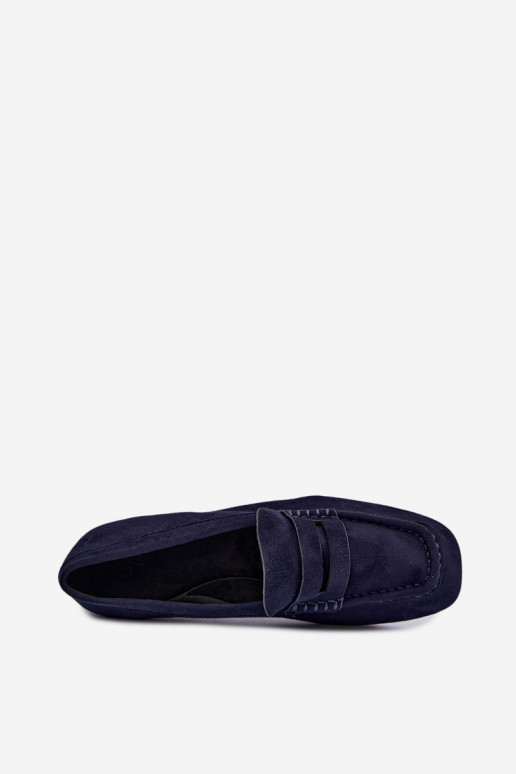 Sylvana platte dames mocassins in donkerblauwe kleur