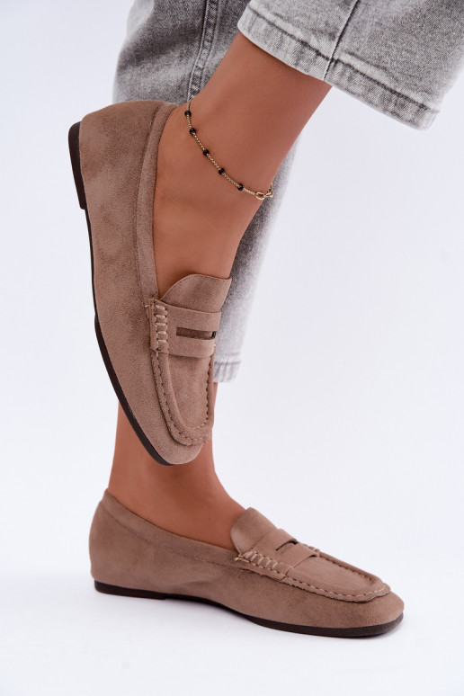 Sylvana platte dames mocassins in zandkleur