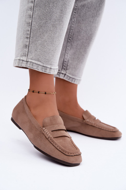 Sylvana platte dames mocassins in zandkleur
