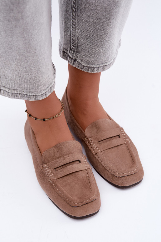 Sylvana platte dames mocassins in zandkleur