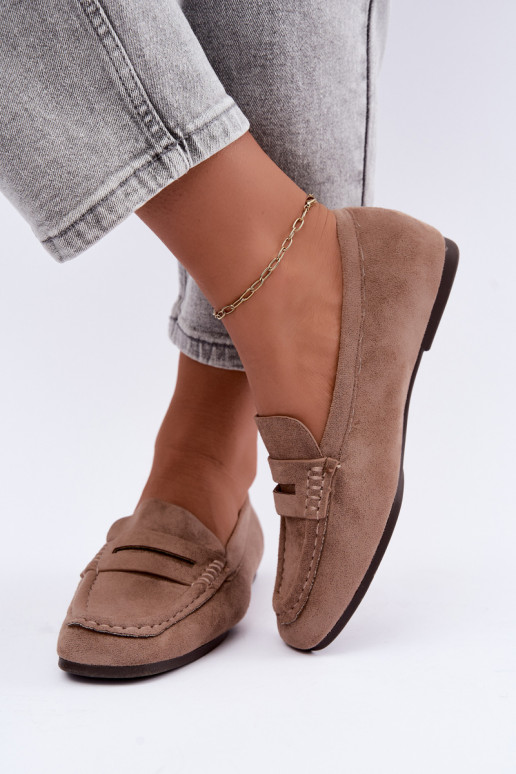 Sylvana platte dames mocassins in zandkleur