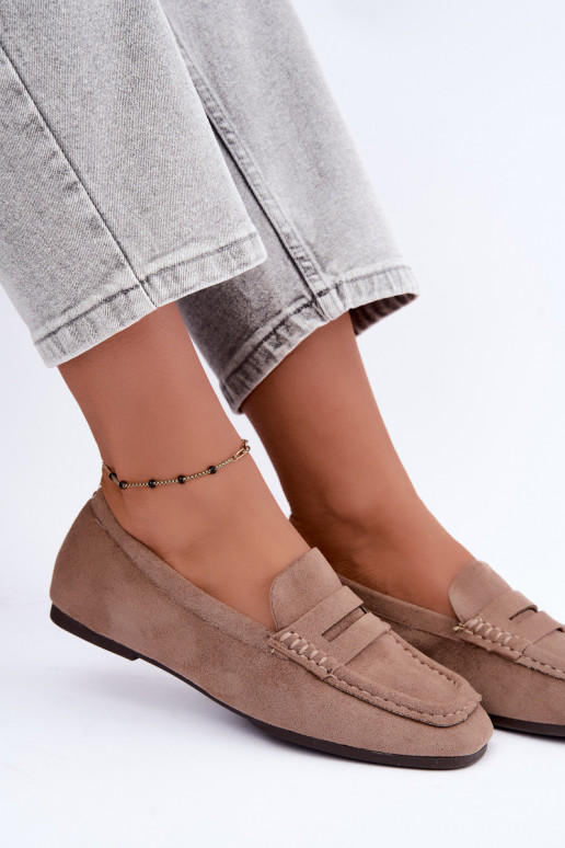 Sylvana platte dames mocassins in zandkleur