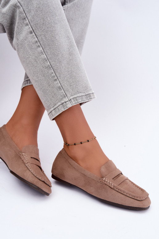 Sylvana platte dames mocassins in zandkleur