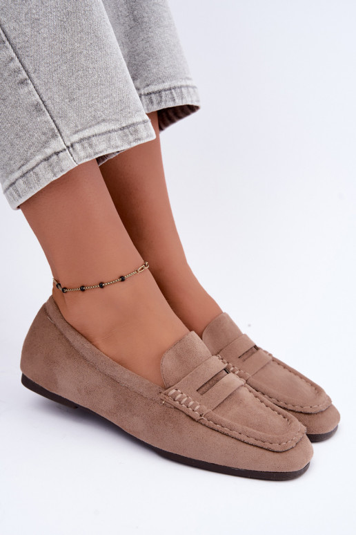 Sylvana platte dames mocassins in zandkleur