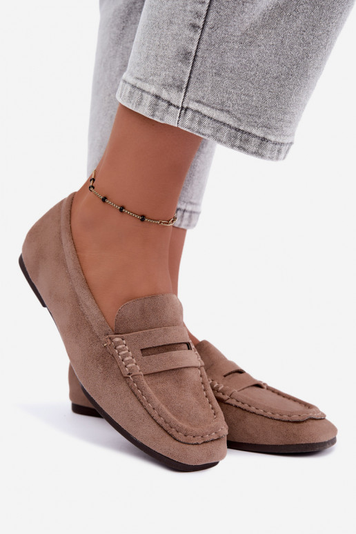 Sylvana platte dames mocassins in zandkleur