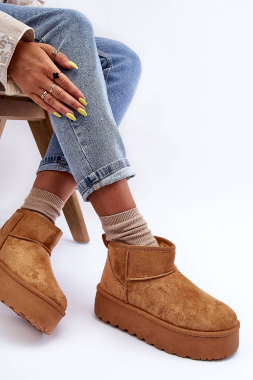 Bruine faux suede sneeuwlaarzen op platform Corcoran
