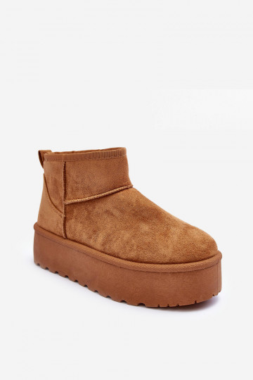 Bruine faux suede sneeuwlaarzen op platform Corcoran 2