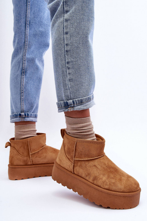 Bruine faux suede sneeuwlaarzen op platform Corcoran